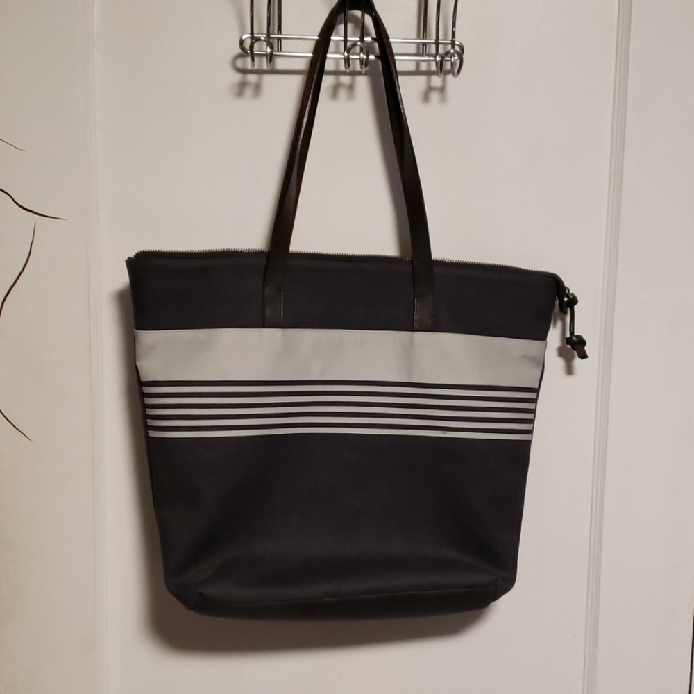 Long Wharf Supply leather and canvas tote